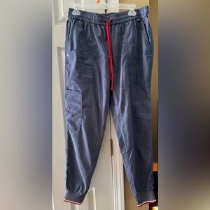 Men's Blue Cargo Pants with Red Drawstring